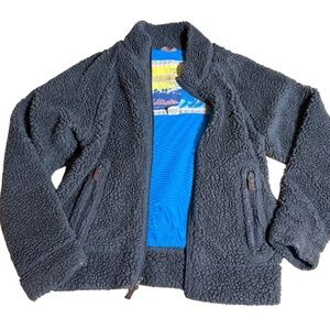 Hollister Sherpa Fleece Jacket Coat, West Coast Classics Patch, Vintage, Gray S